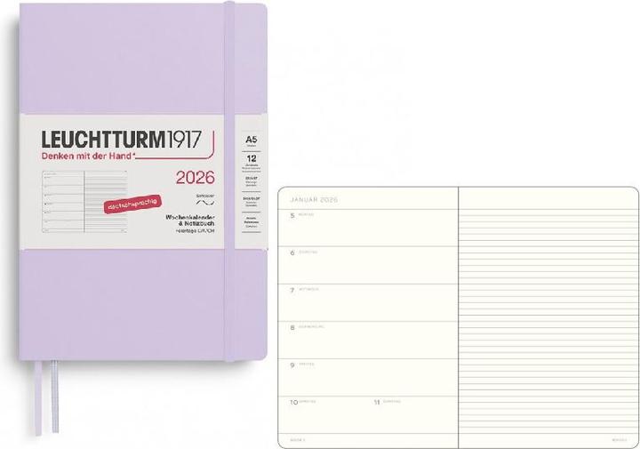 Produktbild Wochenkalender & Notizbuch Medium A5 Lilac 2026 (Deutsch)