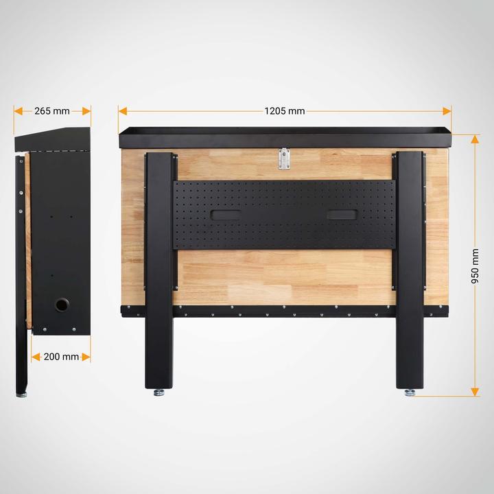 Produktbild Wiltec Werkbank zur Wandmontage 200kg Werkzeugbank klappbar Werktisch Lochwand (80 cm, 120.50 cm)