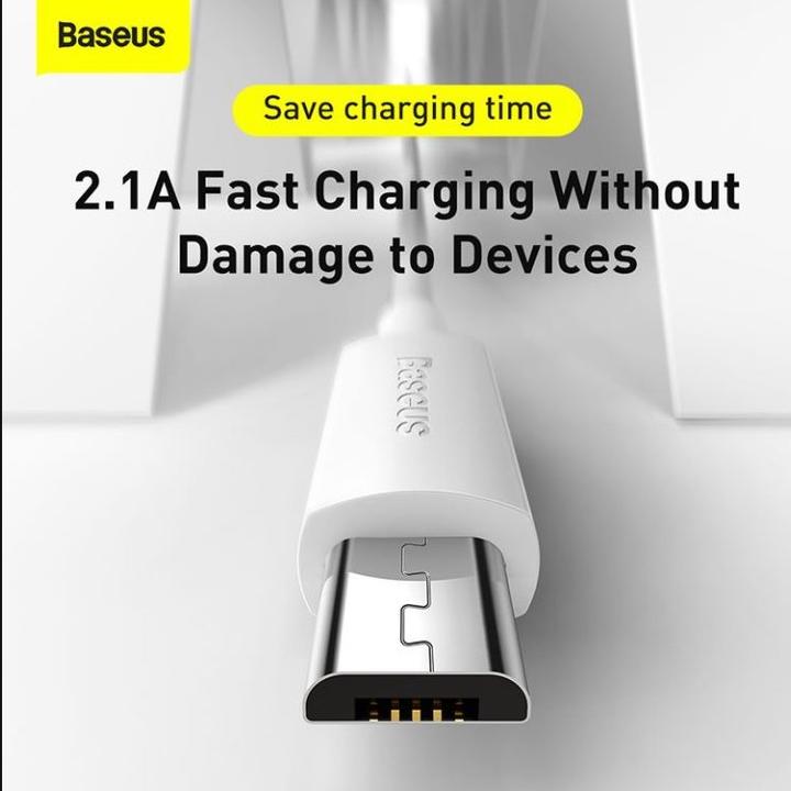 Image du produit Baseus Simple Wisdom Data Cable Kit USB to Micro 2.1A (2PCS/Set) 1.5m White (1.50 m)