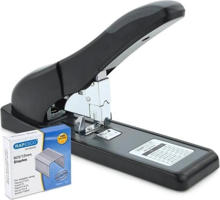 Immagine prodotto Rapesco 1550 Cucitrice ECO HD-140 per impieghi gravosi e 1.000 pezzi di graffette tipo 923/12 mm, nero (140 lamelle)