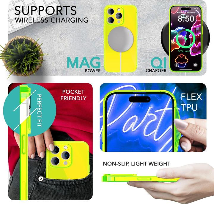 Actual product image Nalia Clear Transparent Neon Silicone Sleeve (Apple iPhone 14 Pro Max)