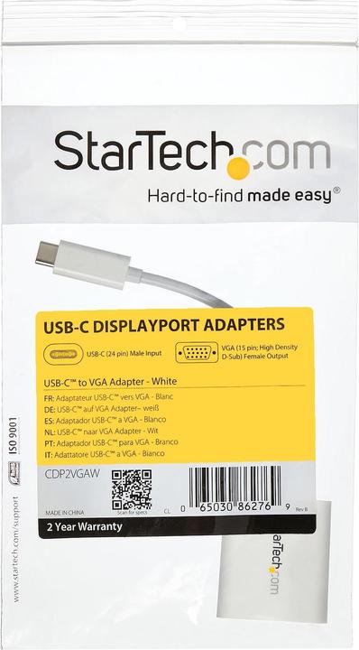 Immagine prodotto StarTech Adattatore USB-C A VGA - Bianco (VGA, 1750 cm)