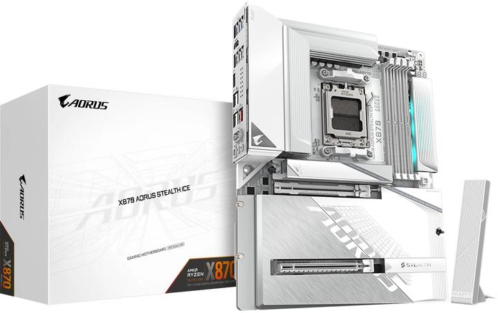 Actual product image Gigabyte X870 AORUS Stealth ICE (AM5, AMD X870, ATX)