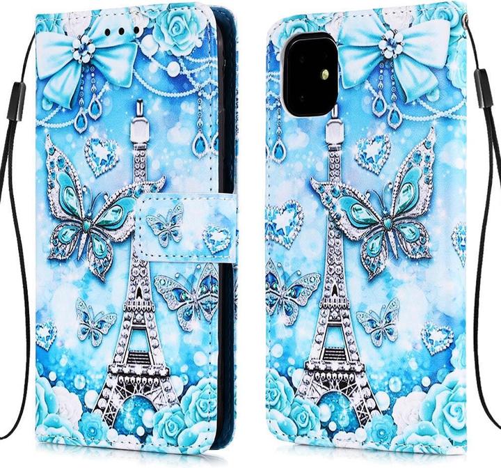 Actual product image Ueli Express iPhone 11 book case Case with card holder Glitter Eiffel Tower (Apple iPhone 11)
