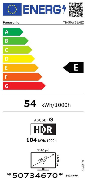 Energie-Label Panasonic TV-50W61AEZ (50", W61A, LED, 4K, 2025)