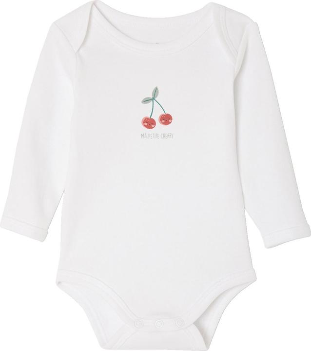 Actual product image Vertbaudet Bio-Kollektion: 3er-Pack Baby Schlupfbodys mit langen Ärmeln, Kirschen (92)