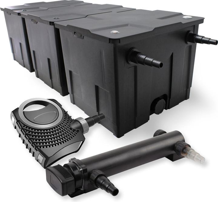 Produktbild SunSun Teichfilter Set 3 Kammer Filter 90000l 36W UVC NEO10000 80W Pumpe Teich