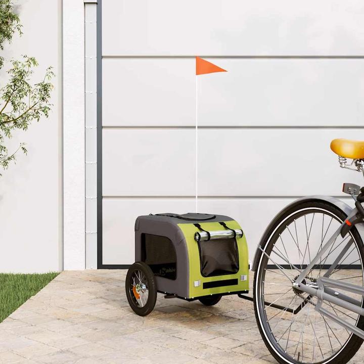 Produktbild VidaXL Fahrradanhänger Hunde Grün und Grau Oxford-Gewebe und Eisen