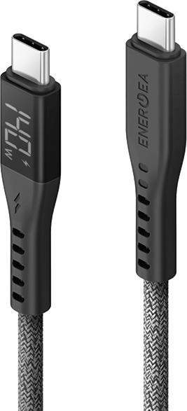 Produktbild Energea kabel Flow USB-C - USB-C Digital Display 1.5m czarny/black 240W 5A PD Fast Charge (1.50 m, USB 2.0, 240 W)