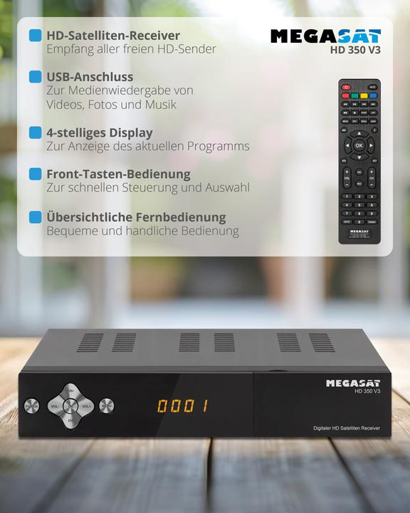 Actual product image Megasat HD 350 V3 - Satellite TV Receiver (0.00 GB, DVB-S, DVB-S2)