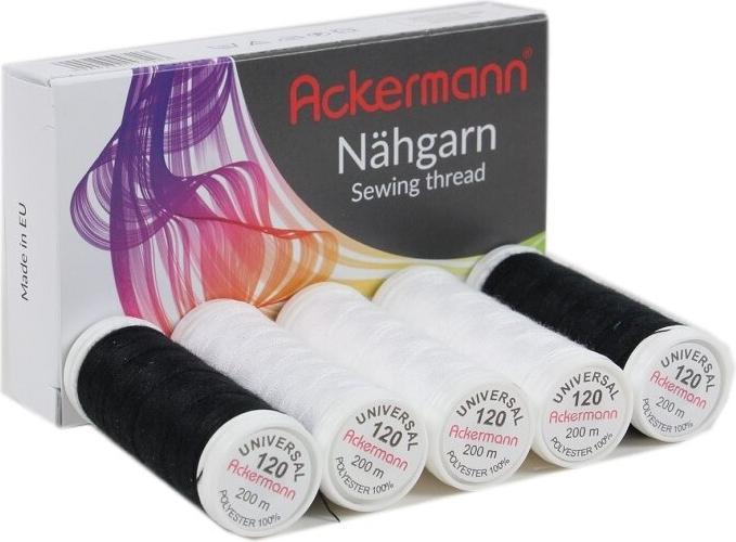 Actual product image 5X 200m UNIVERSAL SEWING YARN (all-purpose sewing thread), thickness 120, 100% polyester