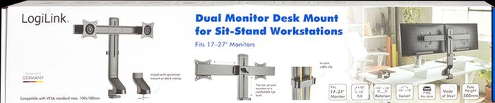 Produktbild LogiLink Monitorhalterung 2-fach, 1727", Aluminium, Curved Screens (27")