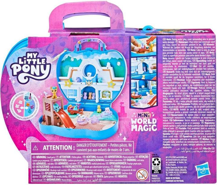 Produktbild My Little Pony Mini World Magic Tierchenecke Mini-Spielwelt, Spielset zum Selberbauen mit Hitch Trai