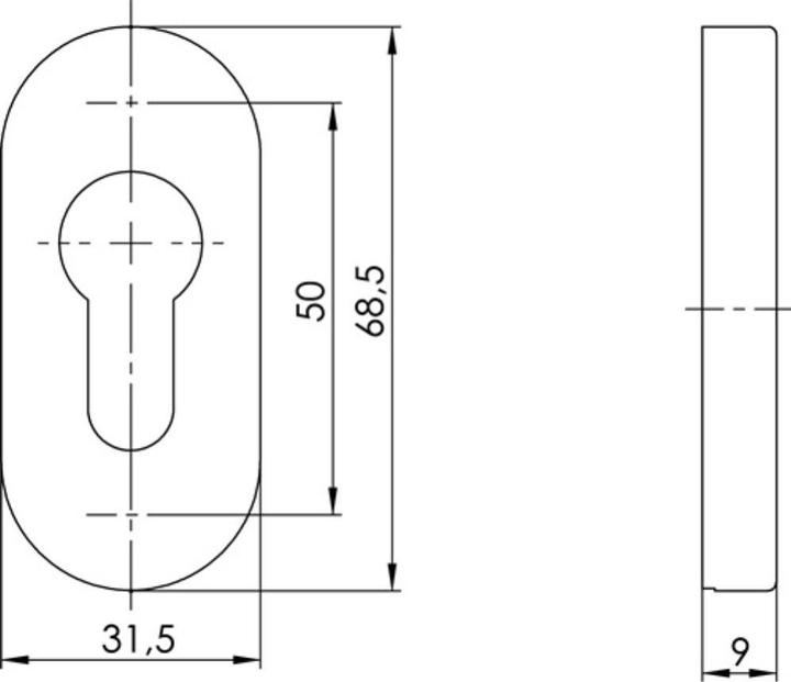 Produktbild Ogro Schlüsselrosette 6679 PZ ER Edelstahl ER Schildstärke 9 mm PZ oval (Türgarnitur)