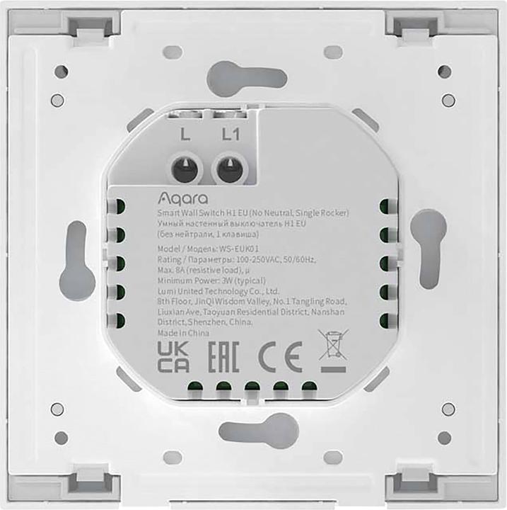 Produktbild Xiaomi Smart Wall Switch H1 Weiss No Neutral, Single Rocker (Zigbee)