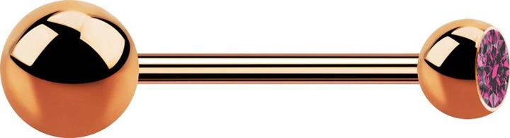 Star Piercing Micro Barbell rosegold mit Kugel und Kugel Kristall pink (ohne Messing, Chirurgenstahl 316L)