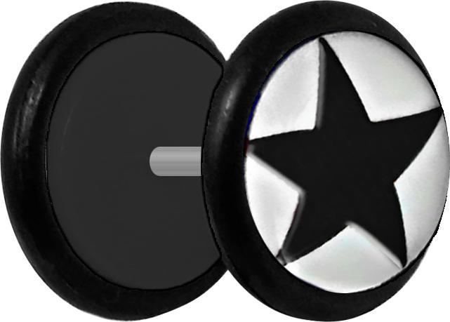 Produktbild Star Piercing Fake Plug mit schwarzem Stern (Acryl, ohne Messing)