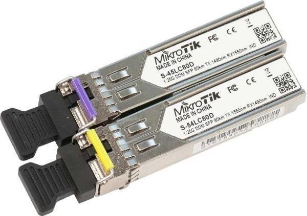 Actual product image MikroTik S-4554LC80D - Pair of SFP modules incl. 1x S-45LC80D and 1x S-54LC80D