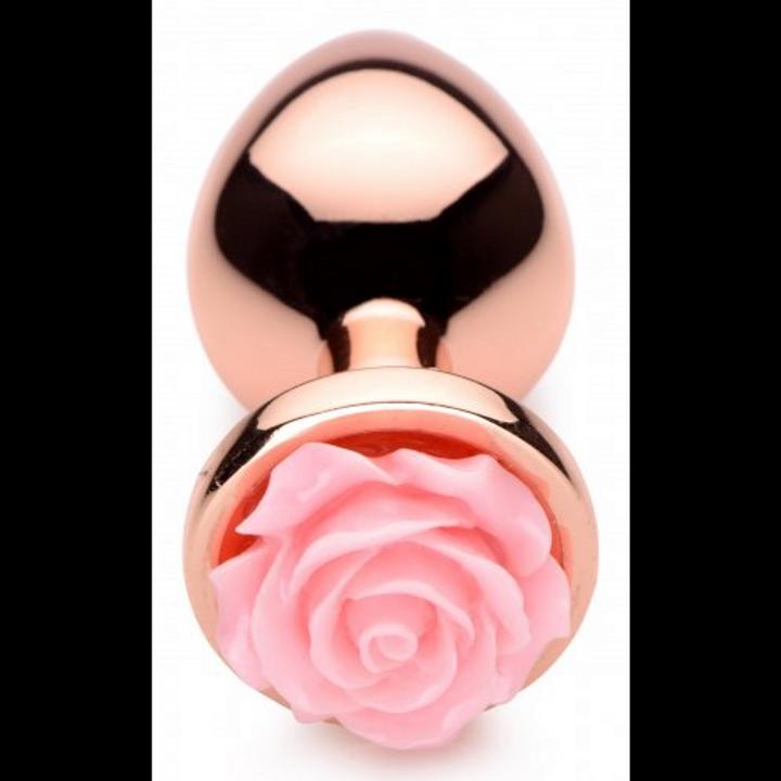Actual product image XR Brands Pink Rose Butt Plug Rose Gold - Medium