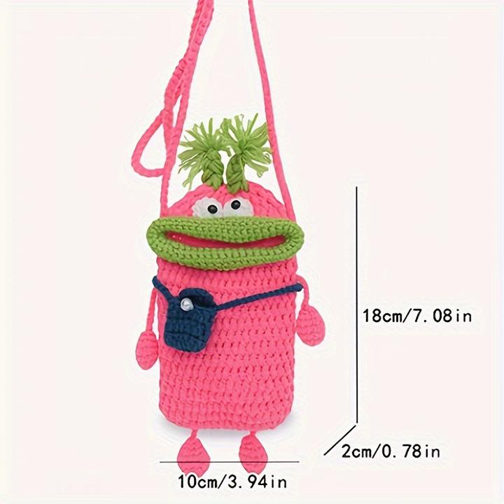 Immagine prodotto Only-Bags.Store Borsa a tracolla chic con stampa animale fatta a mano - Simpatica custodia per telefono in lana