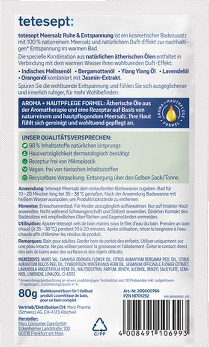 Actual product image Tetesept Rest & Relaxation 80g (Bath salts)