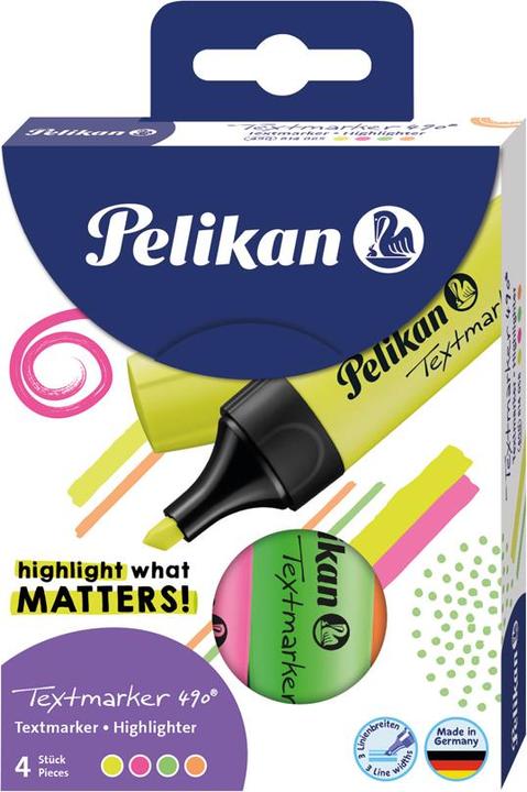 Immagine prodotto Pelikan Evidenziatore 490 (Giallo neon, Arancione neon, Rosa neon, Verde neon, 5 mm, 4 x)