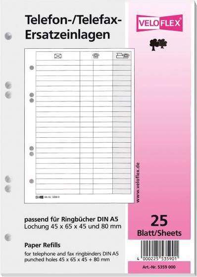 Produktbild Magni 5359000 - Karton-Ersatzeinlage DIN A5, mit 25 Blatt, für Telefonringbücher (A5, 1 Stück)