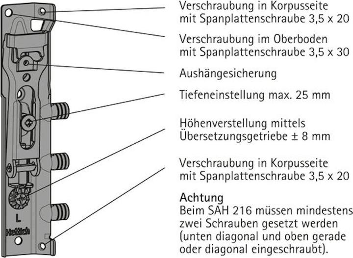 Produktbild Hettich Schrankaufhänger SAH 216 Stahl verzinkt (25 Stk.)