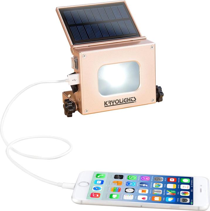Produktbild KryoLights 2in1-LED-Fluter mit Powerbank und Solar-Panel (4000 mAh, 10 W, 14.80 Wh)