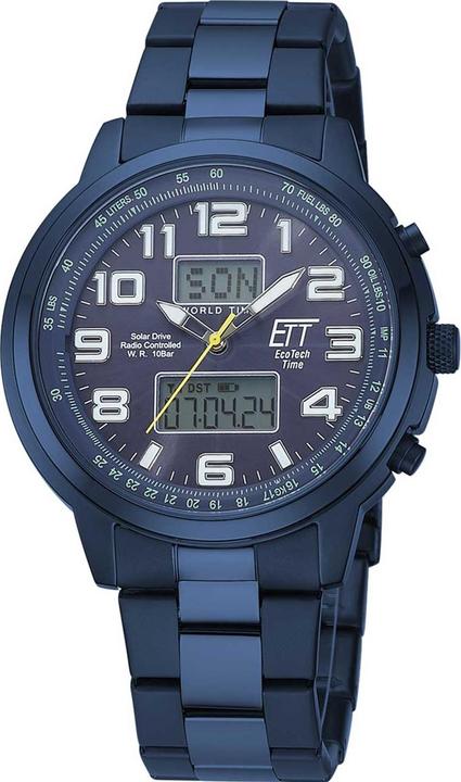 Actual product image ETT EGS-11445-32M Solar Drive Radio Control Hunter II Mens Watch 48mm 10ATM (Radio-controlled clock, Analogue wristwatch, 48 mm)