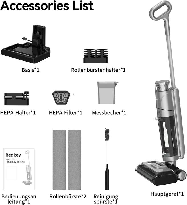 Produktbild Redkey W13 Nass Trockensauger mit Selbstreinigung & Selbsttrocknend, 200W, 17.5 kPa