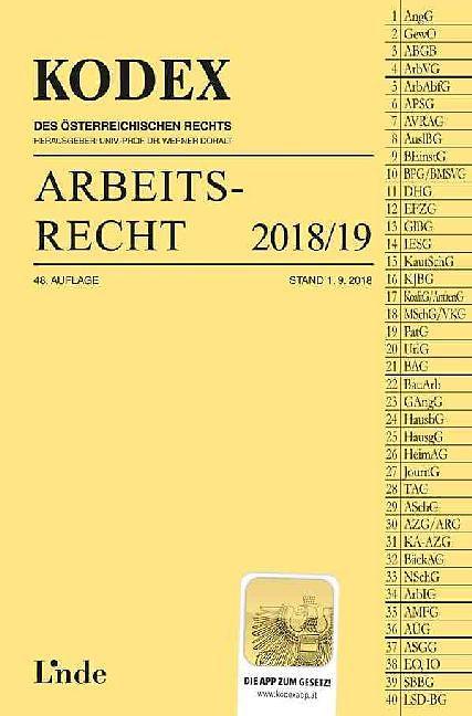 Immagine prodotto Diritto del lavoro KODEX 2018/19 (Tedesco)