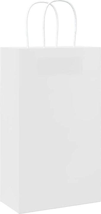 Produktbild VidaXL Kraftpapiertüten 250 Stk. mit Henkel Weiss 21x11x36 cm Papiertüte (Geschenktüte, 250 x)