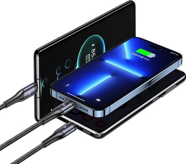 Actual product image Usams USB A - USB type C, Lightning, Micro USB B (1.20 m, USB 3.2 Gen 1, 66 W)