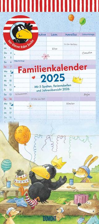 Der kleine Rabe Socke 2025 Familienkalender, 22x49,5cm, Planer mit 5 Spalten für die ganze (Harter Einband, Deutsch)