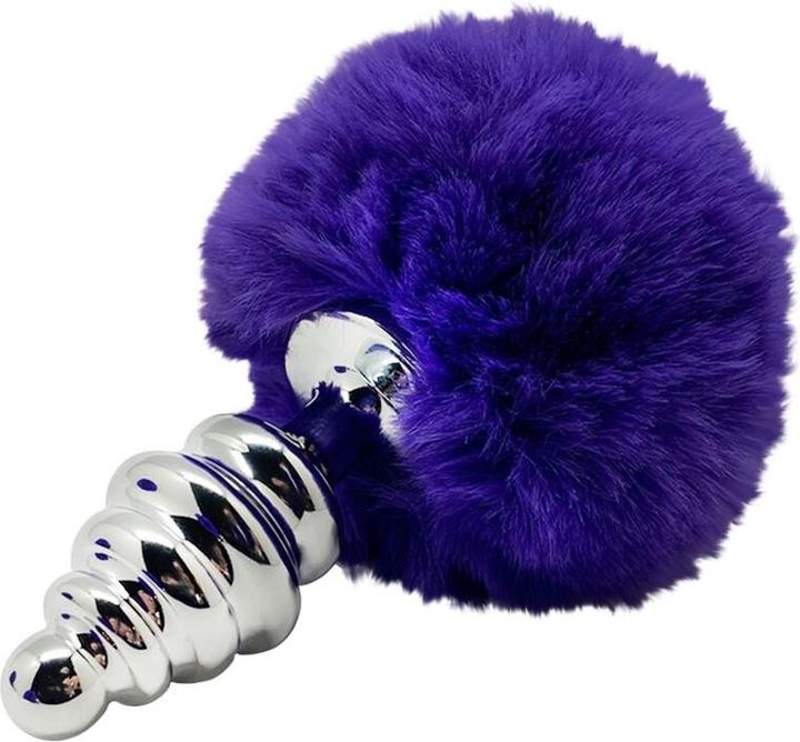 Actual product image Alive Anal-Pleasure-Spiral-Metal-Fluffy-Dark-Violet Size L