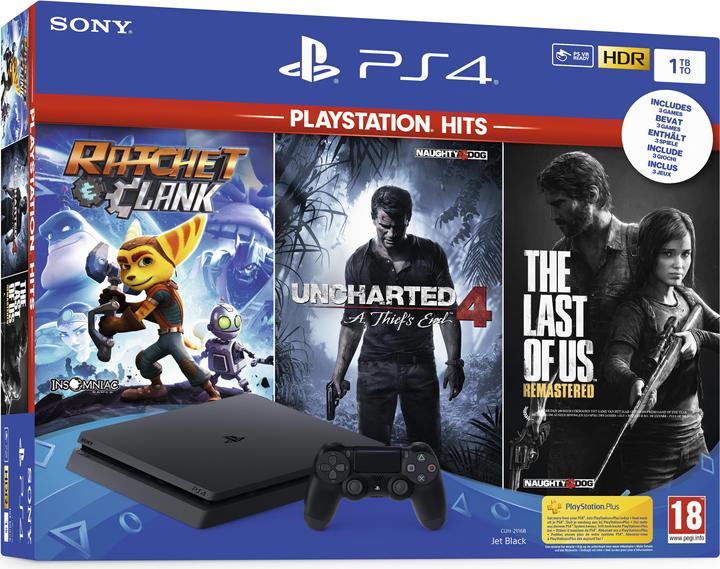 Sony Playstation 4 Slim 1To + The Last of us Remastered + Uncharted: 4 + Ratchet & Clank