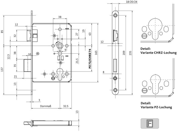 Actual product image BKS Mortise locks B-12060 (Mortise lock)
