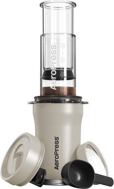 Aeropress Go Plus - Zaparzacz do kawy z kubkiem termicznym kremowy