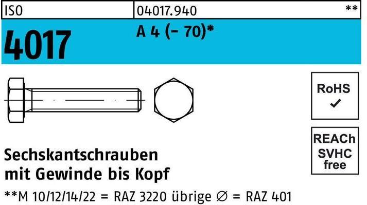 Actual product image Bufab Hexagon head screw ISO 4017 VG M 20 x 65 A 4 (- 70) (25 Screws per piece)