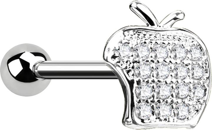 Star Piercing Micro Barbell silber Apfel mit Kristall (Chirurgenstahl 316L, Messing)