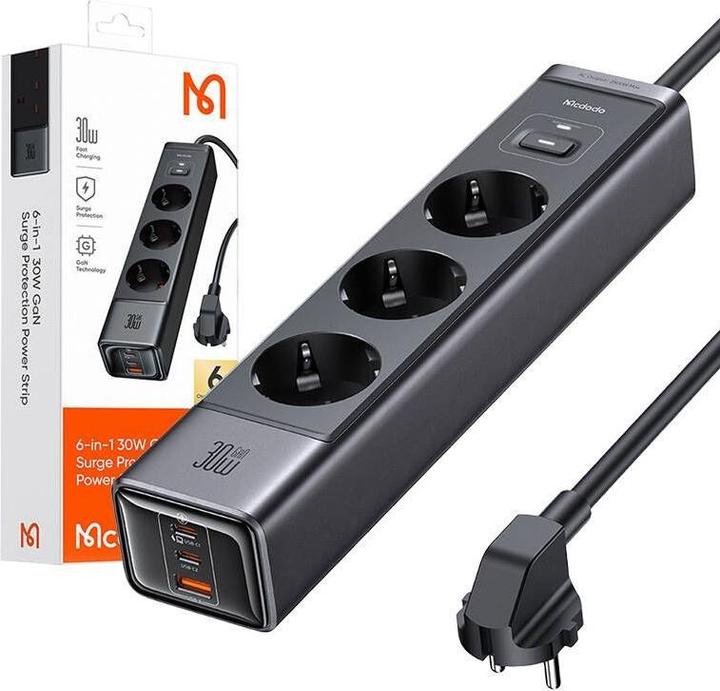 Image du produit Mcdodo GaN 6-in-1 power strip CH-0620, 30W (6 x, USB-C, USB-A, 1.50 m)