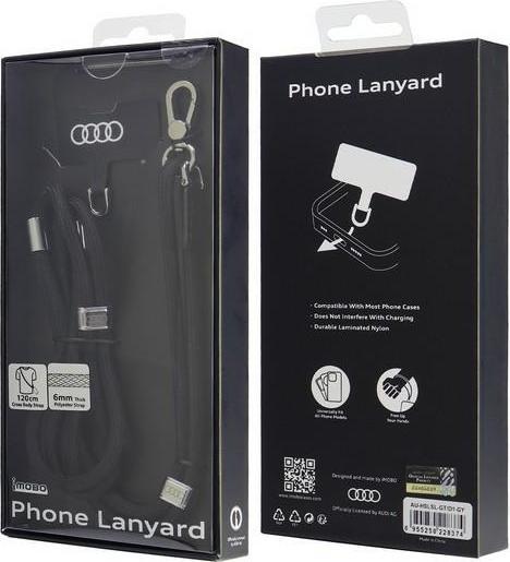 Actual product image Audi uniwersalna smycz do telefonu 120cm 6mm crossbody czarny/black AU-CBL6-R8/D1-BK