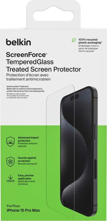 Image du produit Belkin ScreenForce Pro TemperedGlass a (1 pièce(s), Apple iPhone 15 Pro Max)