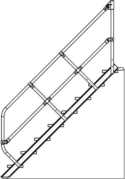 Image du produit Munk Escalier 45° largeur des marches 800 mm 10 marches aluminium strié (Escabeau, 234.10 cm)