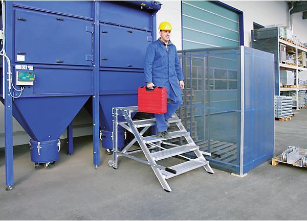 Actual product image Munk Mobile work platform, step width 600 mm, aluminium ribbed 4 steps (Scaffolding, 131.50 cm)