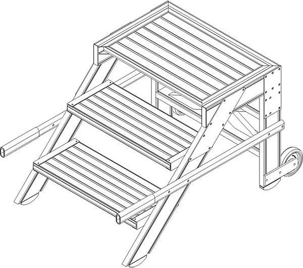 Actual product image Munk Mobile work platform, step width 600 mm, aluminium ribbed 4 steps (Scaffolding, 131.50 cm)