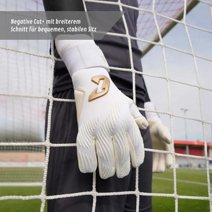Actual product image Catch & Keep Fussballhandschuhe Invictus White Gold Gr. 8 Torwart Goalie Handschuhe (8)
