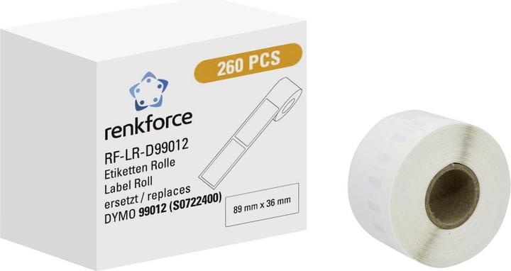Actual product image Renkforce Label Roll Compatible Replaces DYMO DYMO 99012 89 x 36 mm Paper W