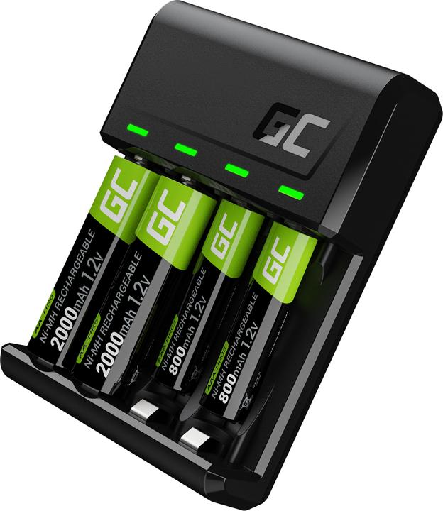 GreenCell VitalCharger Set with 2x AA 2000mAh & 2x AAA 800mAh Batteries (4 pcs., AAA, AA, 2000 mAh, Battery + charger)